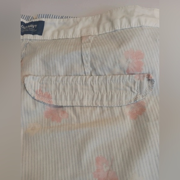 Old Navy Floral Everyday Shorts Blue Stripe Size 10 - Picture 7 of 9